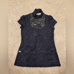 Express lace mockneck top